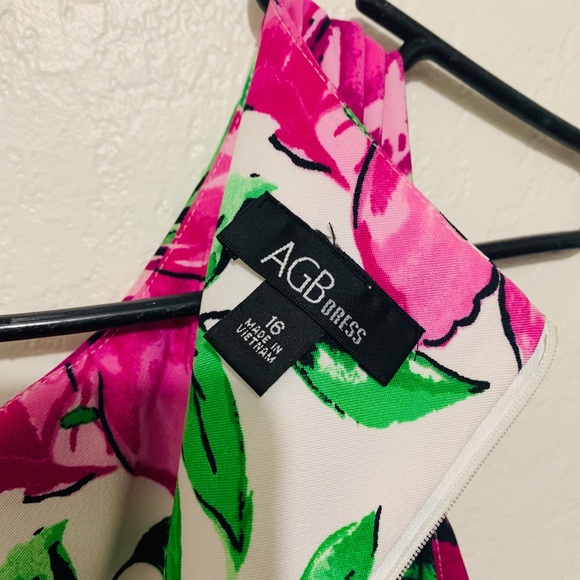 AGB FLORAL MID LENGHT DRESS Size 16 - Picture 3 of 3